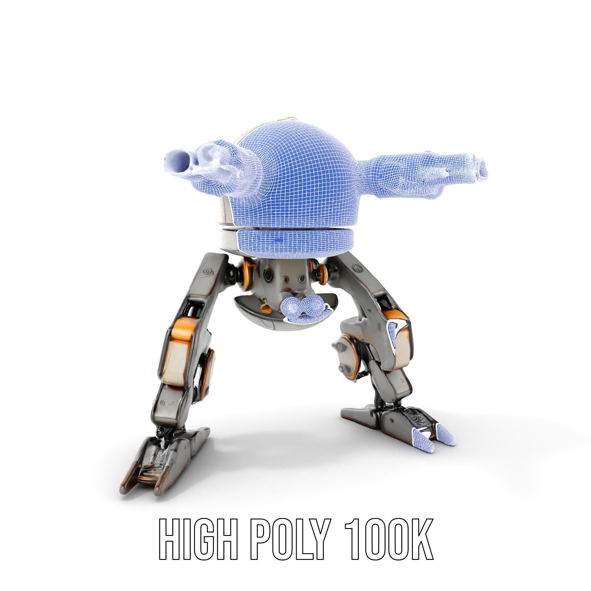 Futuristic Combat Robot model pack with multiple LODs Low-poly 3D model_5