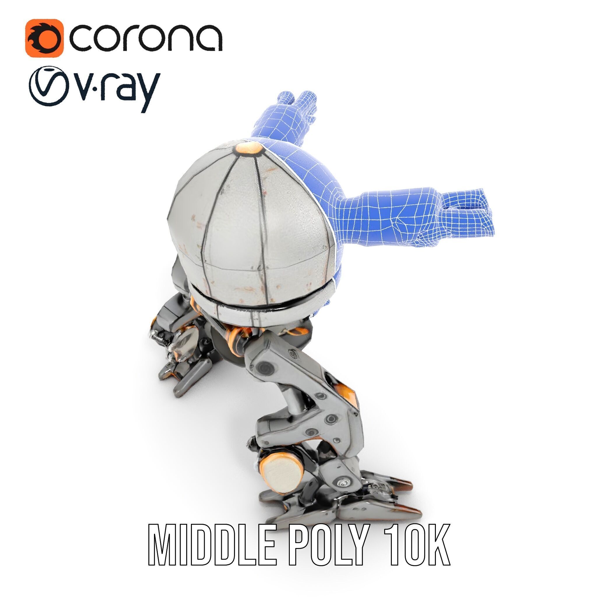 Futuristic Combat Robot model pack with multiple LODs Low-poly 3D model_21
