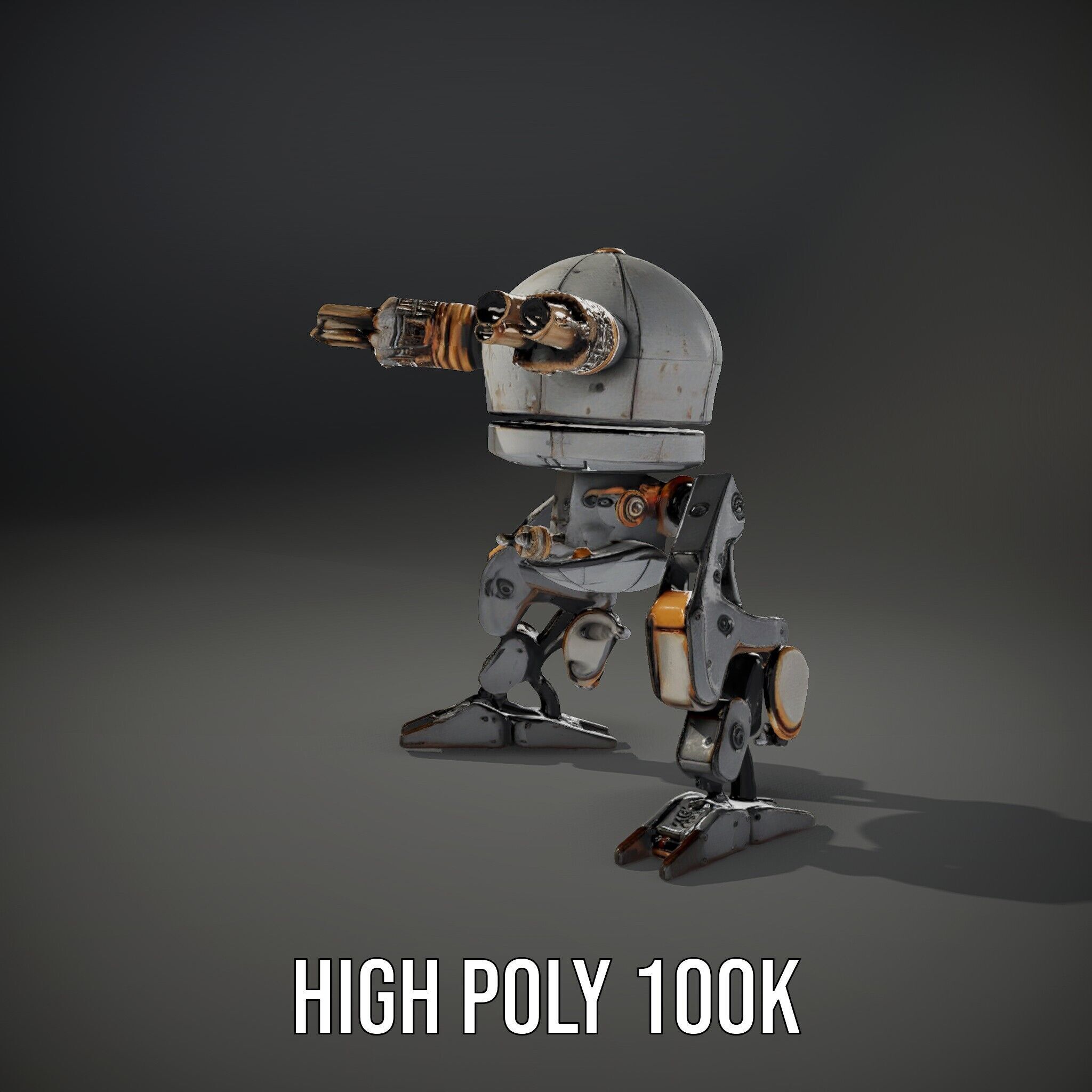 Futuristic Combat Robot model pack with multiple LODs Low-poly 3D model_12