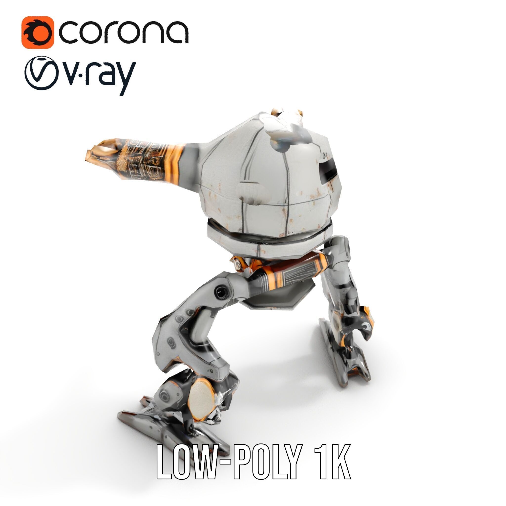 Futuristic Combat Robot model pack with multiple LODs Low-poly 3D model_11