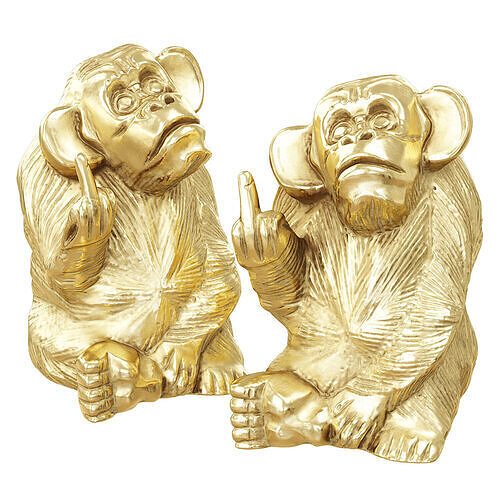 Golden Monkey Statue with Bold Gesture 3D model