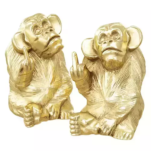 Golden Monkey Statue with Bold Gesture