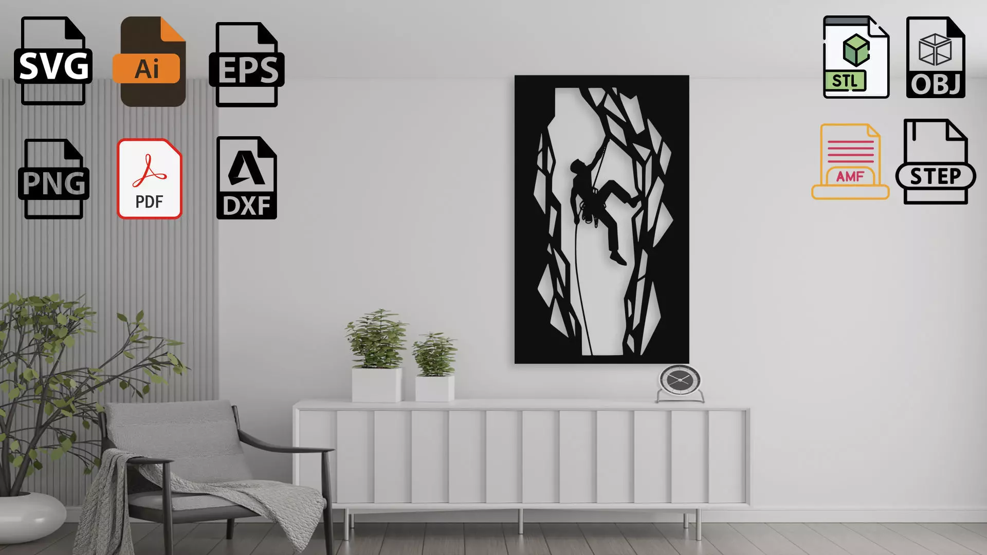 Rock Climber Wall Decor 3D print model