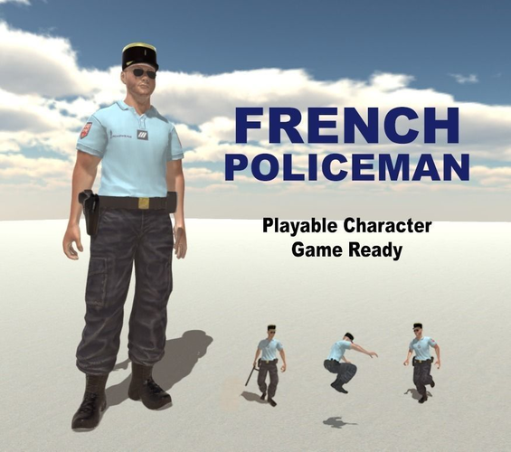 French Policeman Low-poly 3D model
