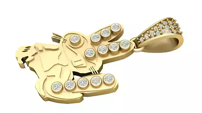 gold bunny pendant 3D printable model      