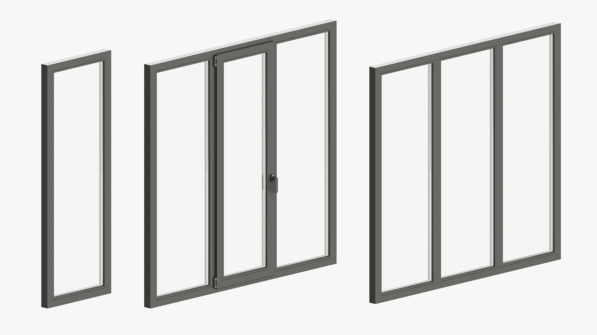 Modern style windows and glass entrance doors 3D model_7