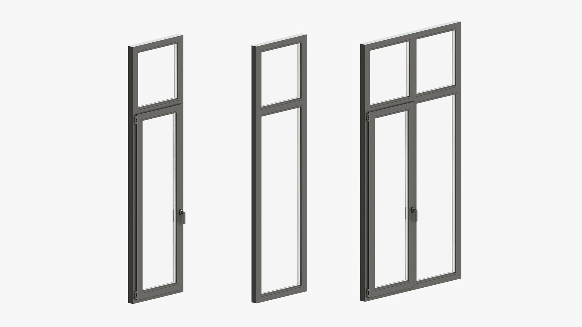 Modern style windows and glass entrance doors 3D model_5