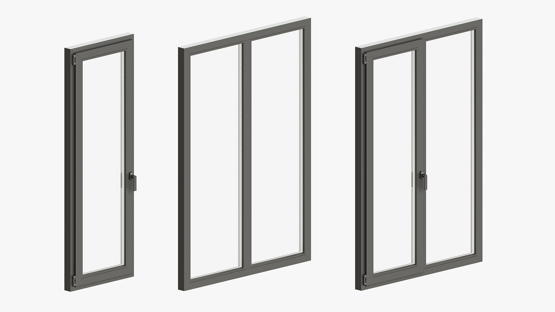 Modern style windows and glass entrance doors 3D model_3