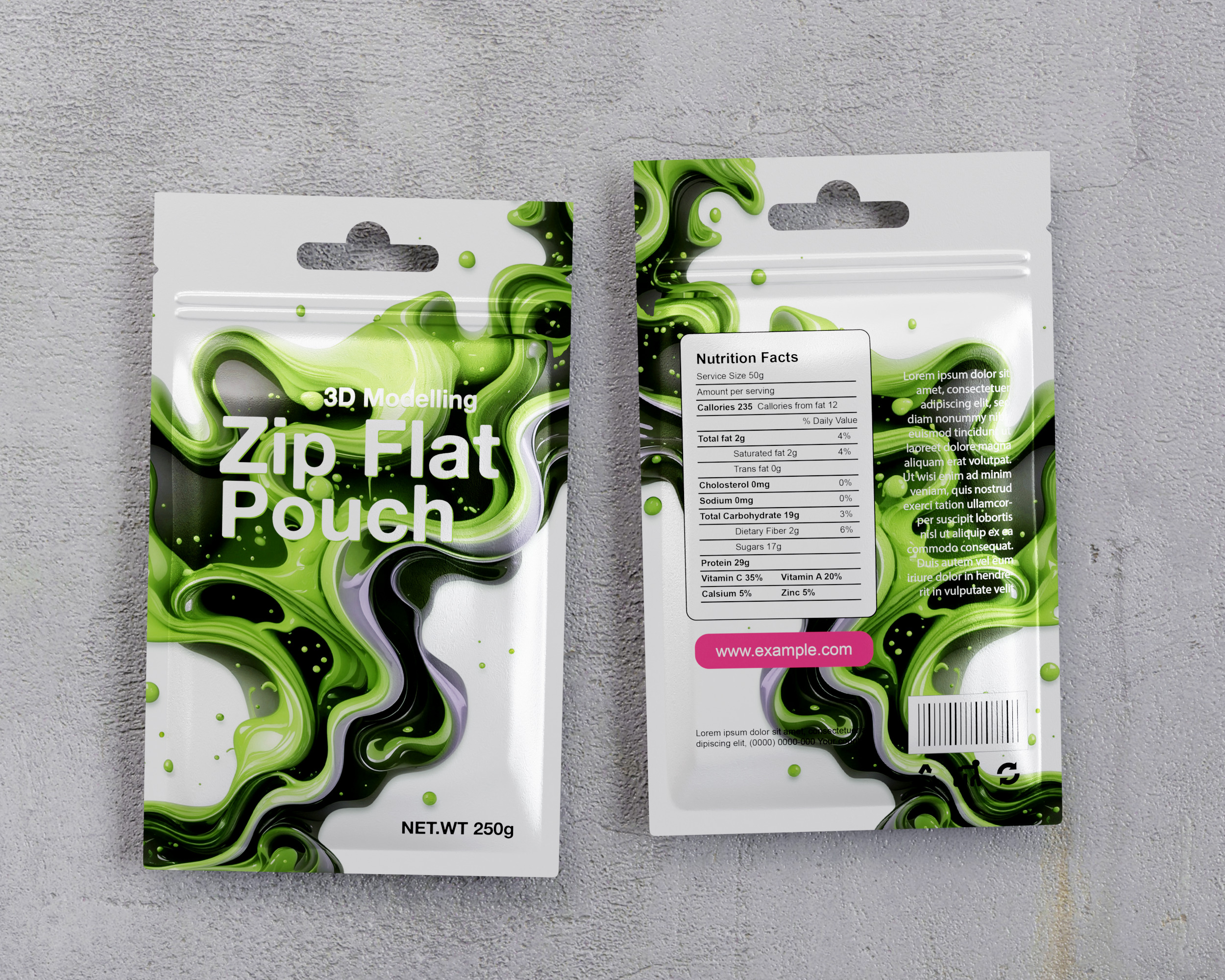 Zip Small Pouch Packaging 3D model_1