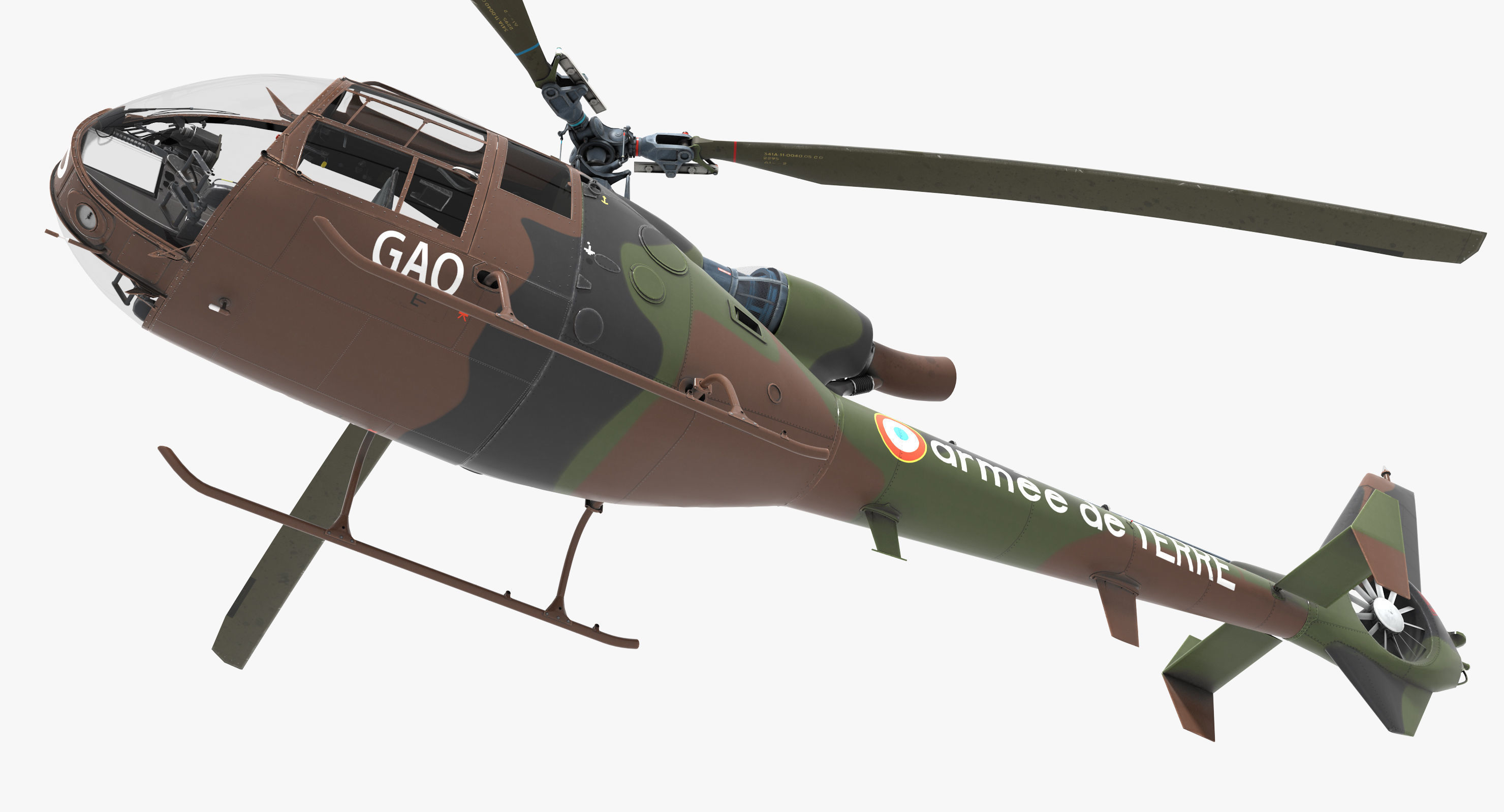 Sud-Aviation Gazelle Low-poly 3D model_3
