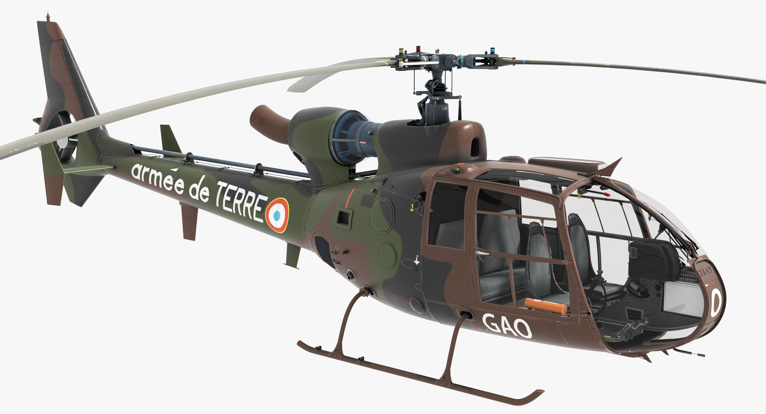 Sud-Aviation Gazelle Low-poly 3D model_1