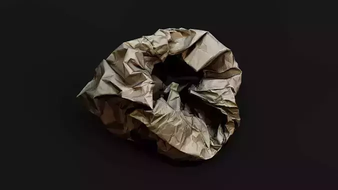 crumpled paper bag trash pt2 PBR photogrammetry
