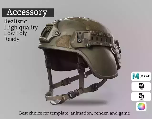 Military Neck Guard Helmet Low-poly 3D model