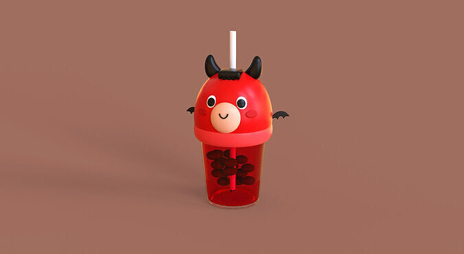 Low-Poly Devil Bubble Tea 02 Low-poly 3D model