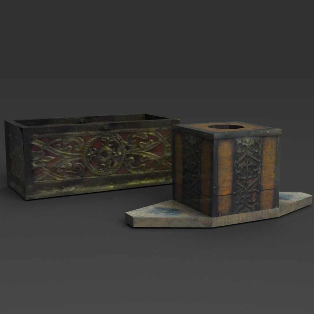 Medieval props Low-poly 3D model_1