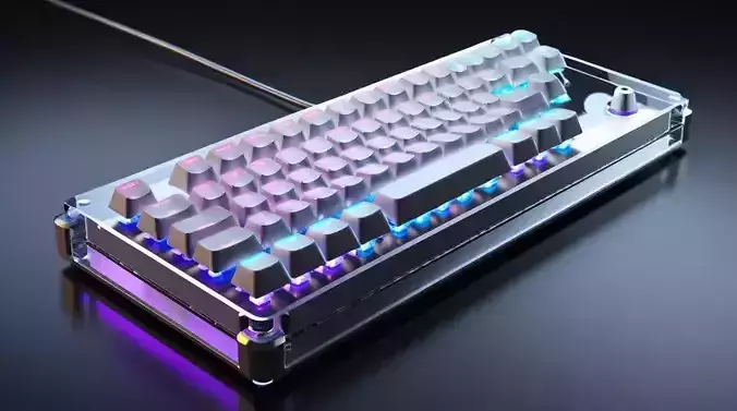 Futuristic Transparent RGB Mechanical Keyboard 3D Model 3D print model