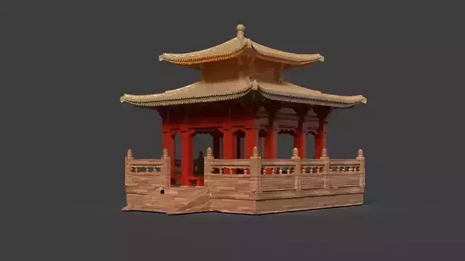 Chinese ancient pavilion figure  3D model