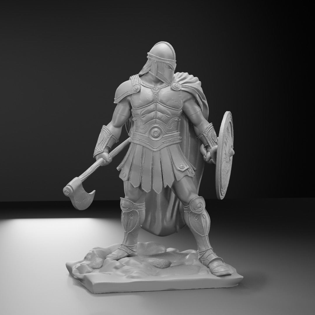 Hoplite Warrior  Single-Part 3D Printable Figure 3D print model_7