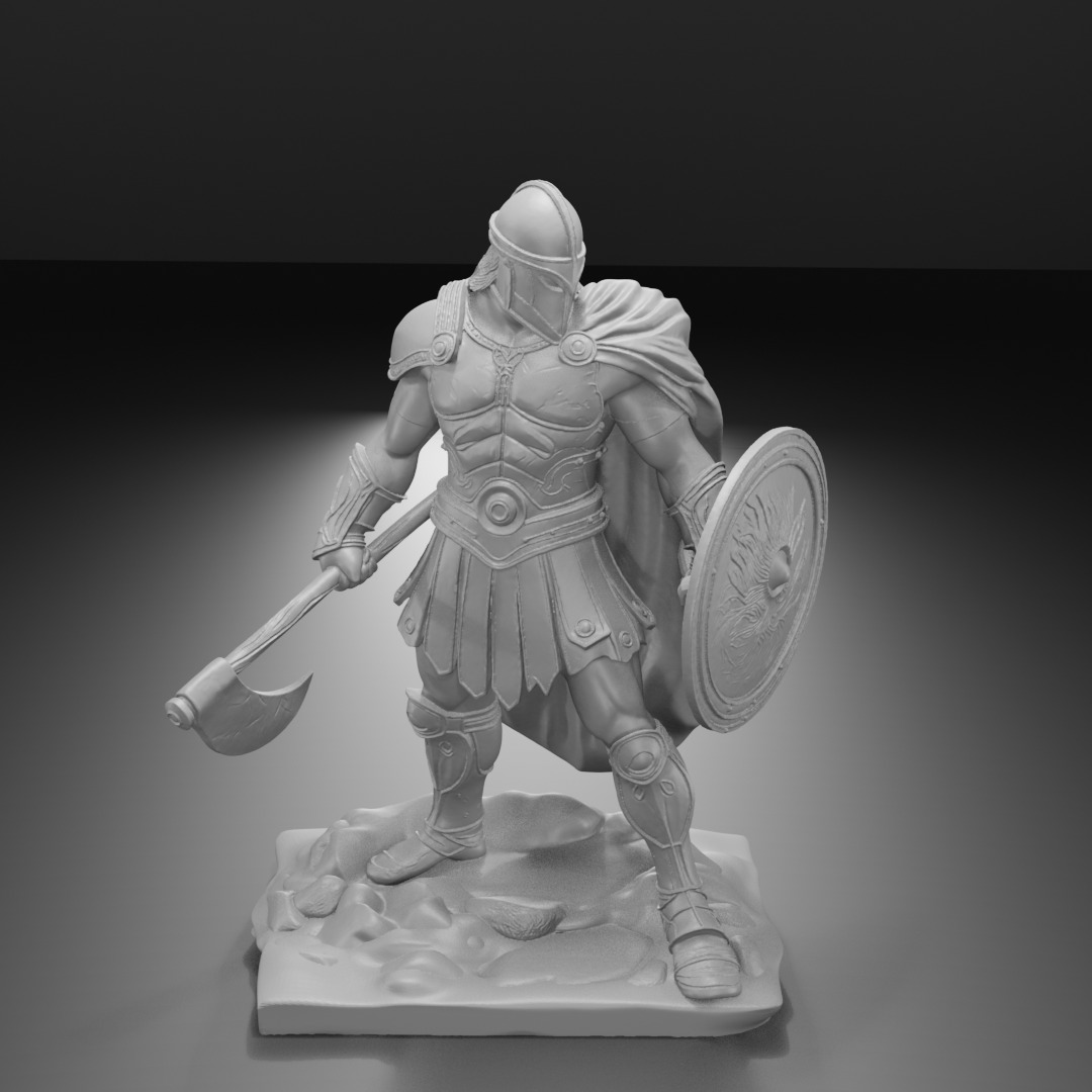 Hoplite Warrior  Single-Part 3D Printable Figure 3D print model_9