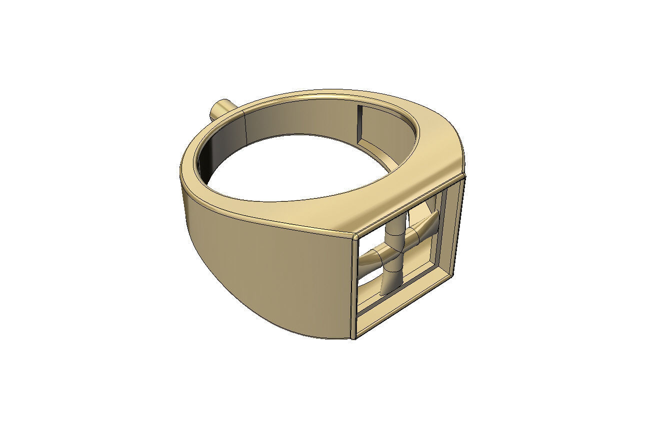 Mens ring with round gemstone 007 3D print model_4