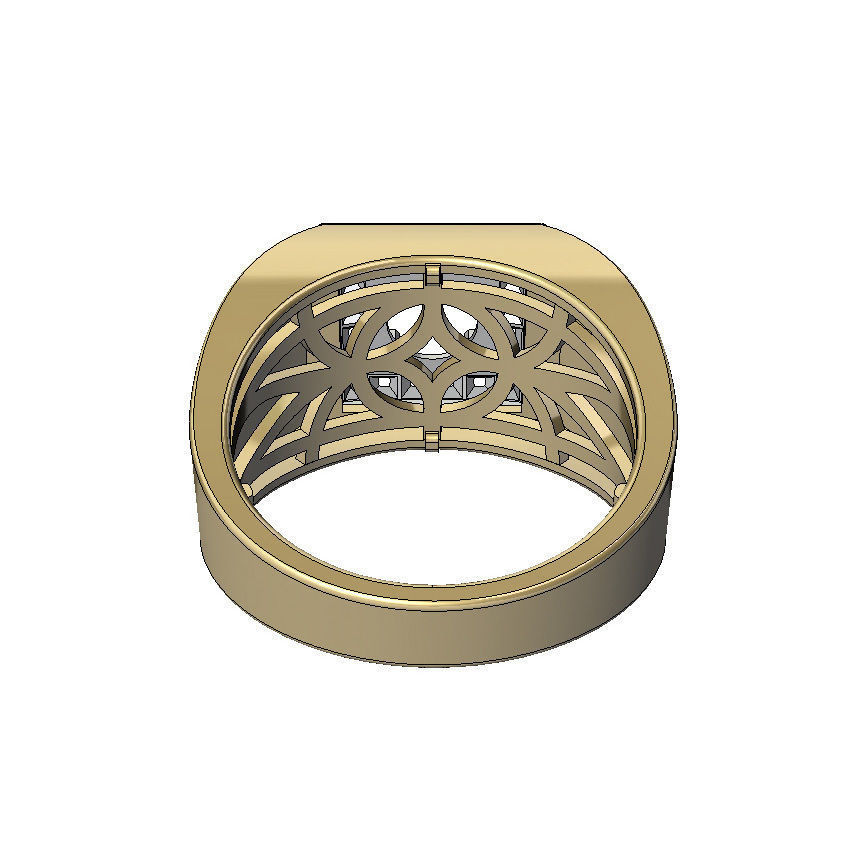 Mens ring with round gemstone 007 3D print model_3