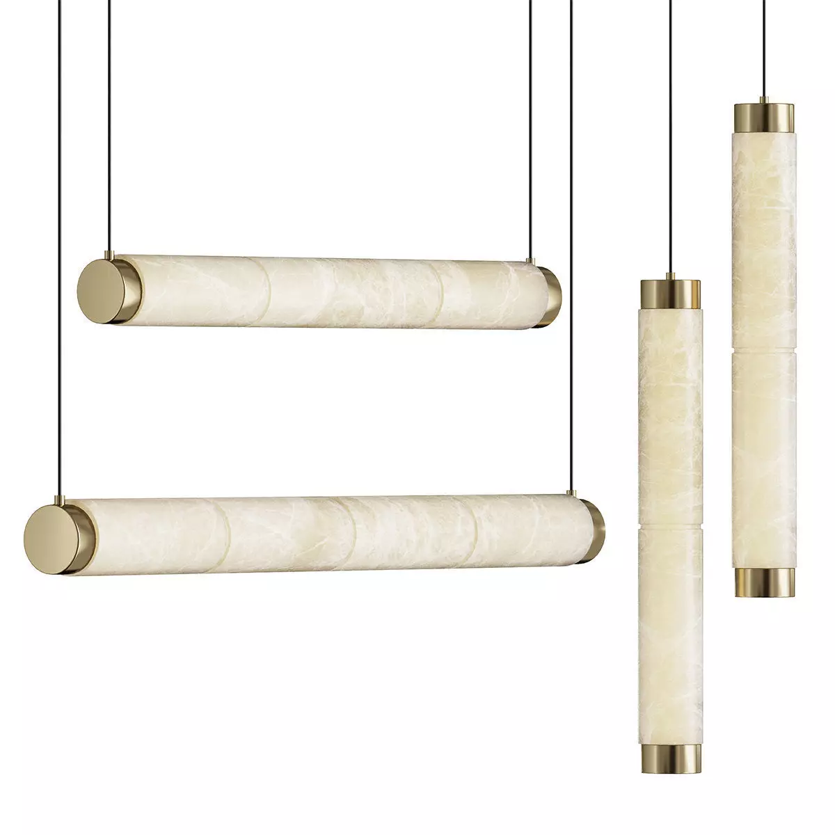 Alabaster Strip Pendant Light 3D model