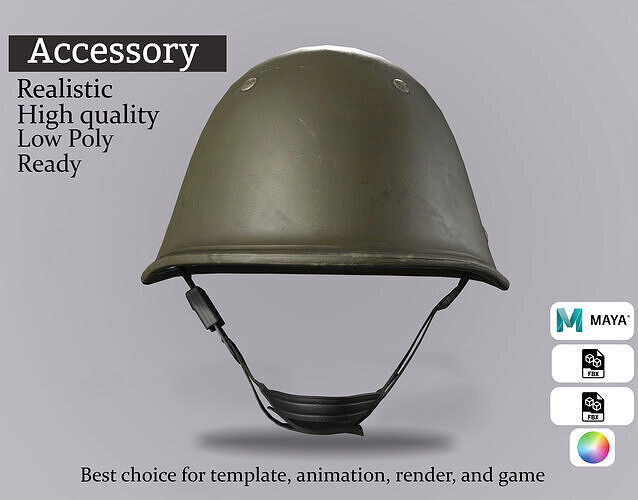 Classic Military Helmet - Game Ready Asset Low-poly 3D model