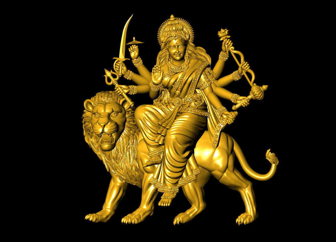 Sherawali maa pendent 3D print model_2