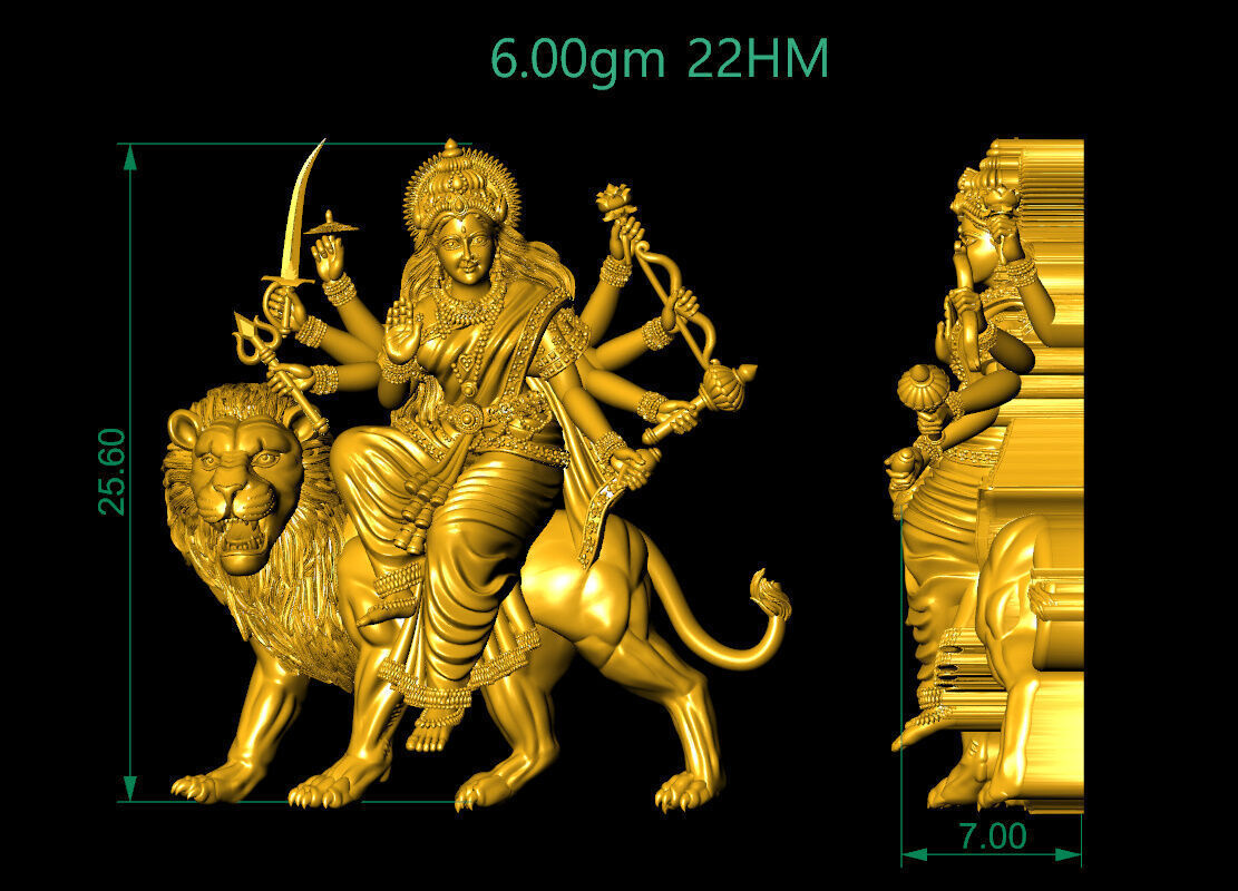 Sherawali maa pendent 3D print model_1