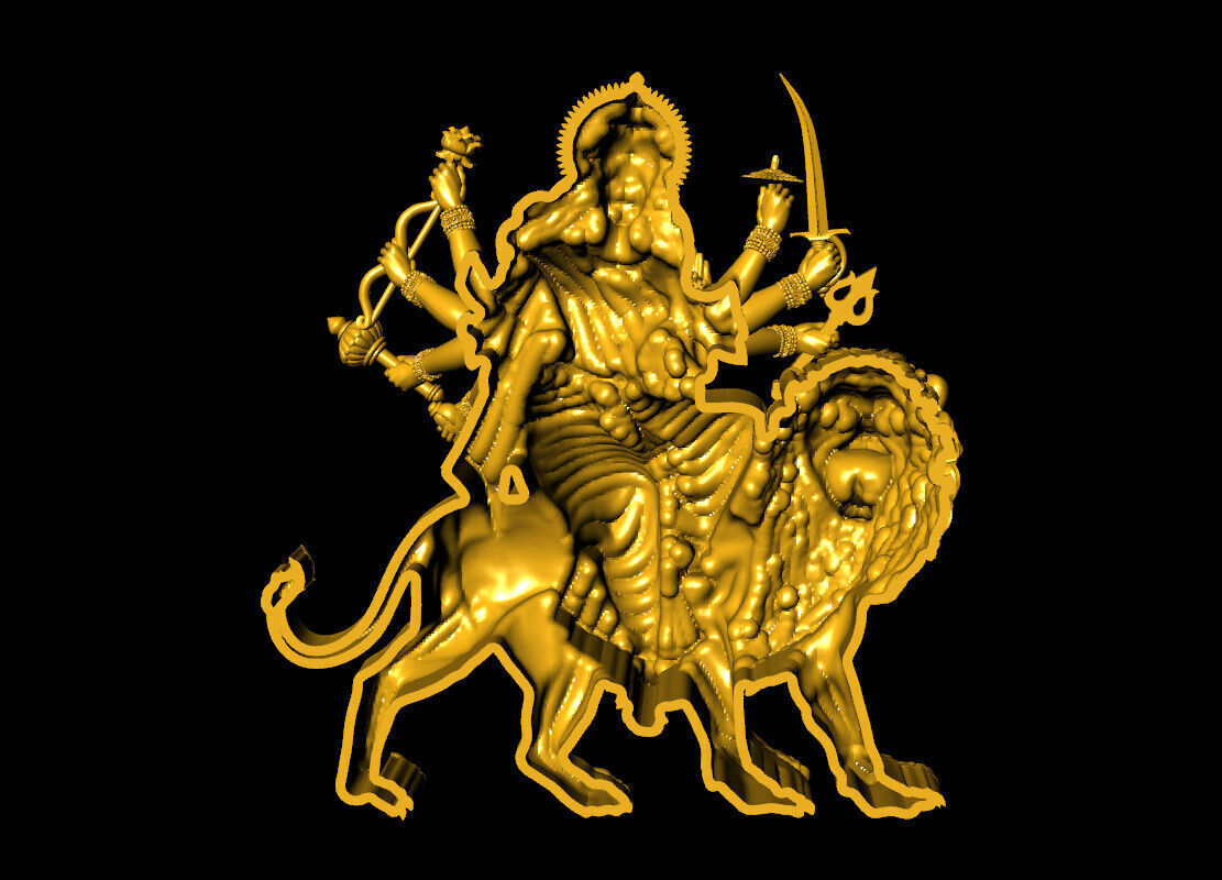 Sherawali maa pendent 3D print model_8