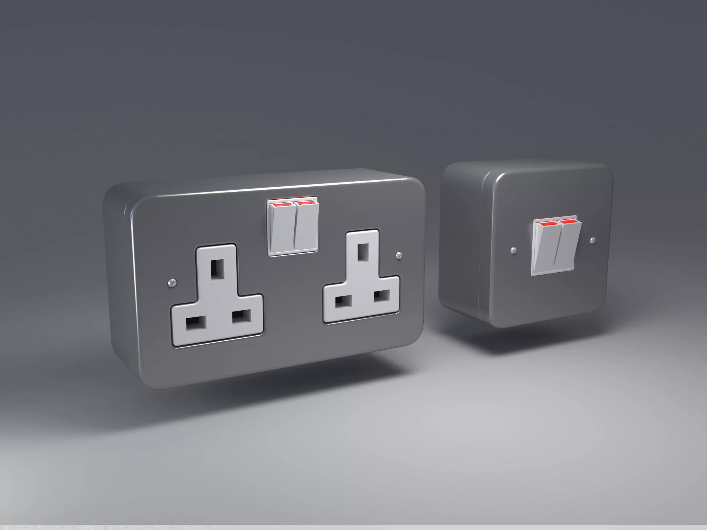 Socket and Switch Industrial Outlet 3D model_0