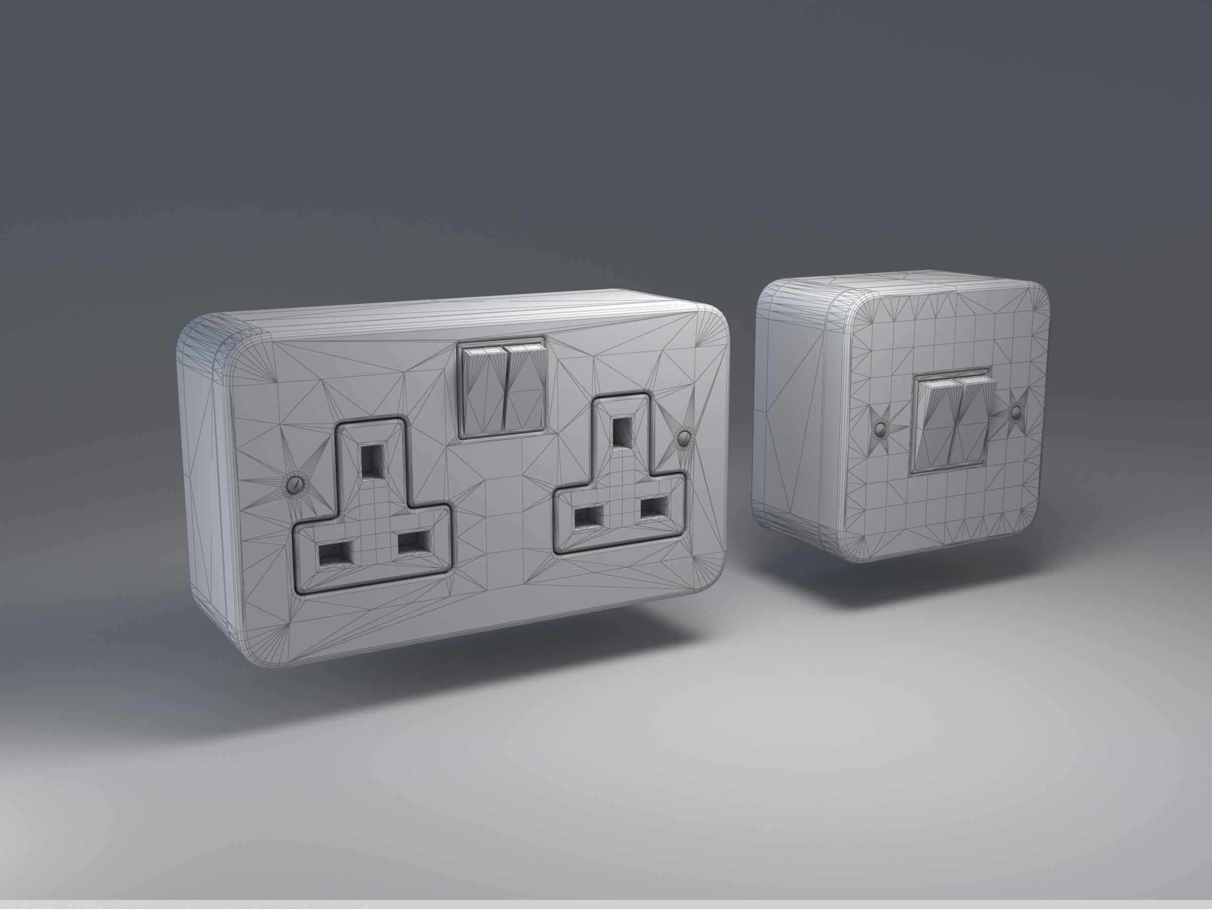 Socket and Switch Industrial Outlet 3D model_1