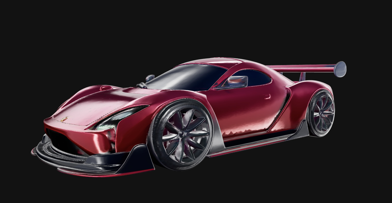 Stylized Red Sports Car with Spoiler 3D print model_7