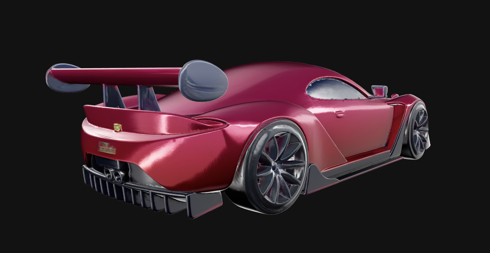 Stylized Red Sports Car with Spoiler 3D print model_3