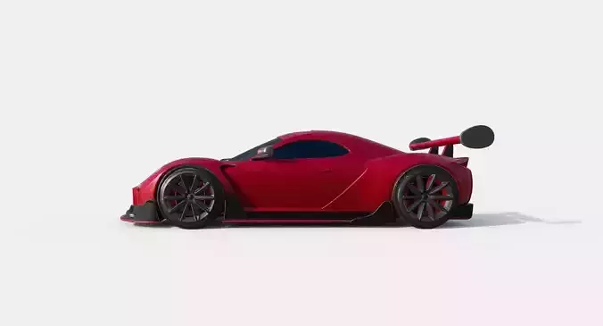 Stylized Red Sports Car with Spoiler