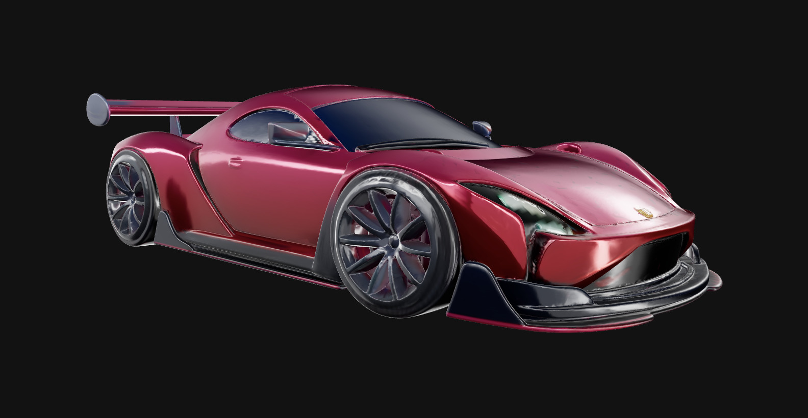 Stylized Red Sports Car with Spoiler 3D print model_4