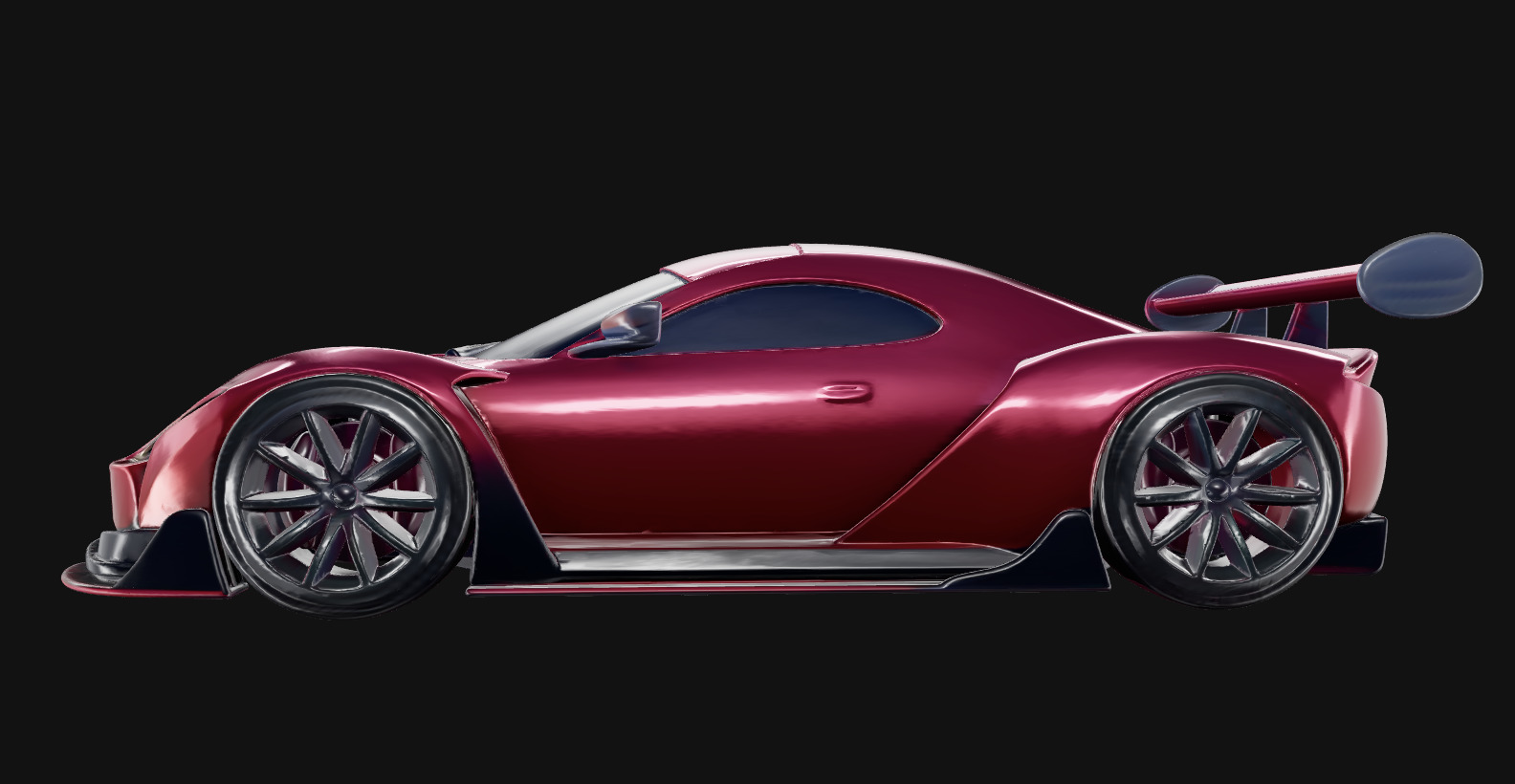 Stylized Red Sports Car with Spoiler 3D print model_5