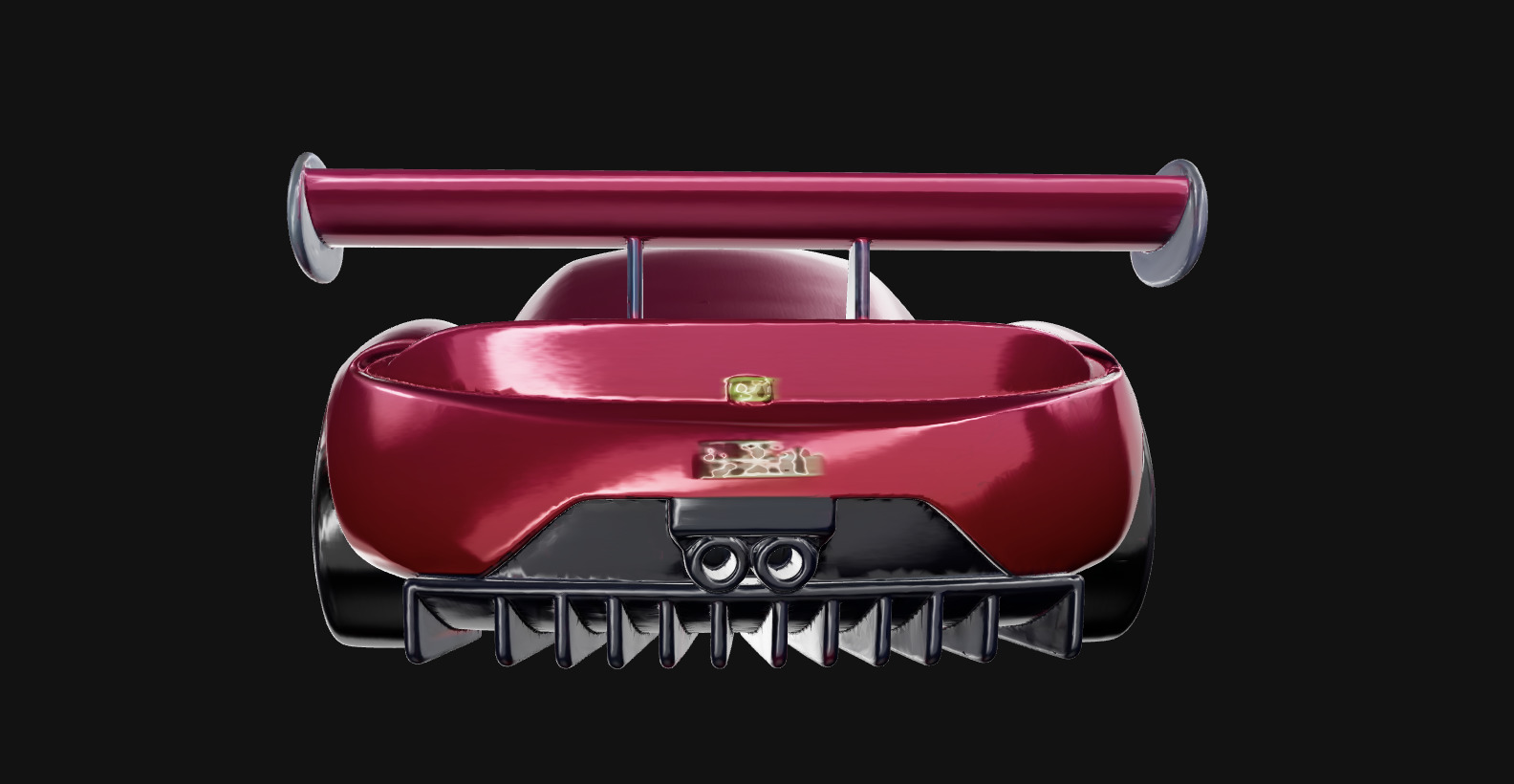 Stylized Red Sports Car with Spoiler 3D print model_2