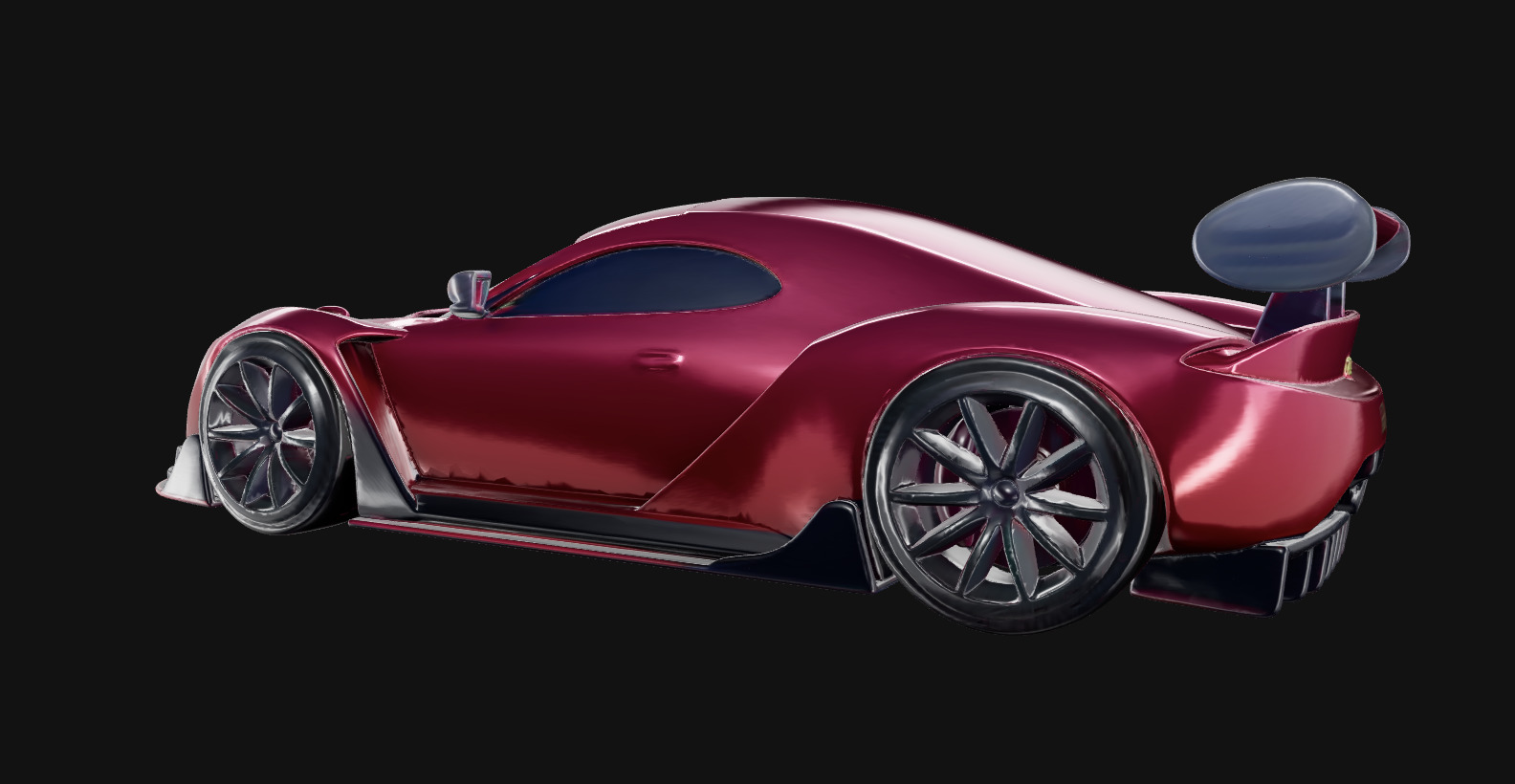 Stylized Red Sports Car with Spoiler 3D print model_6