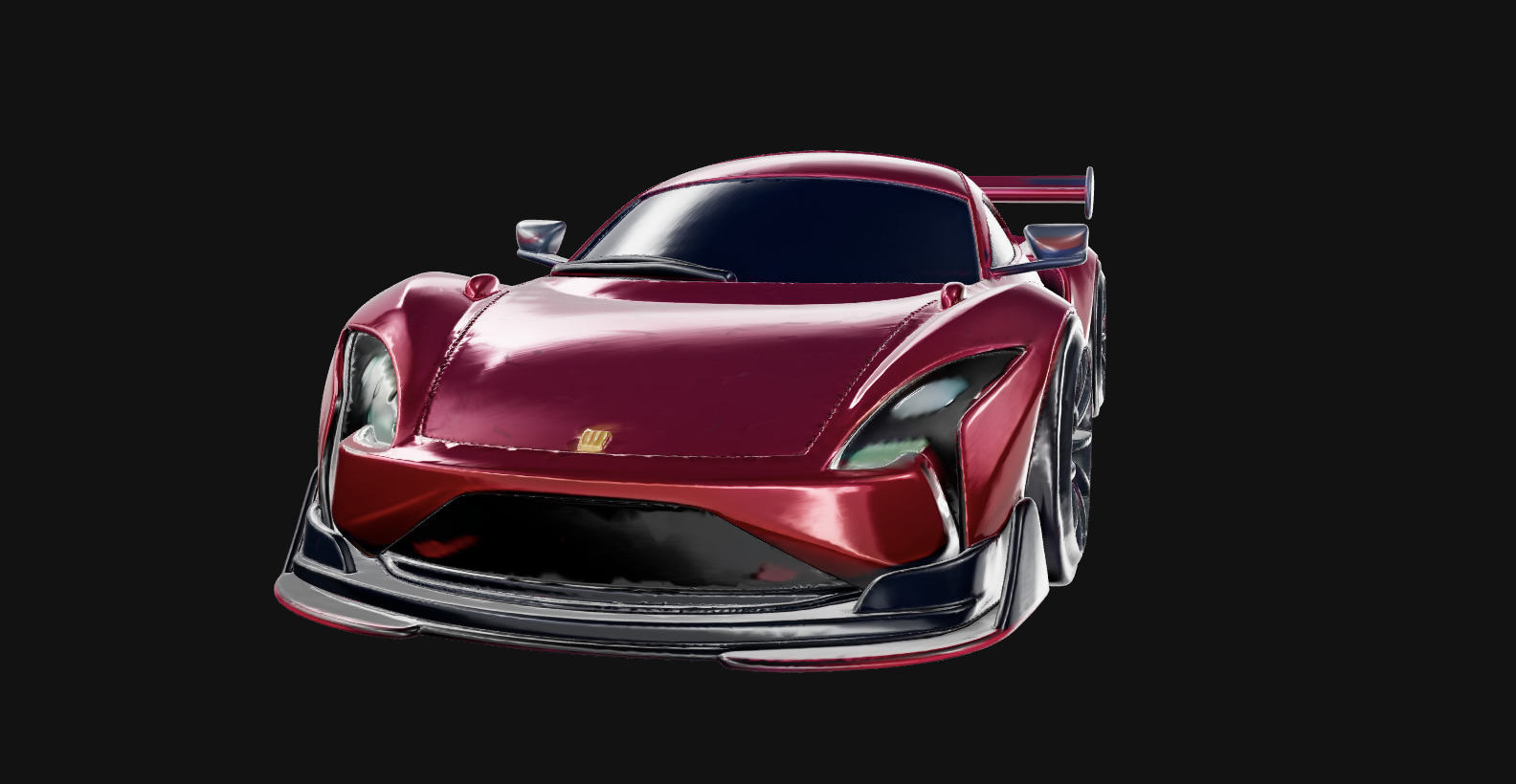 Stylized Red Sports Car with Spoiler 3D print model_1