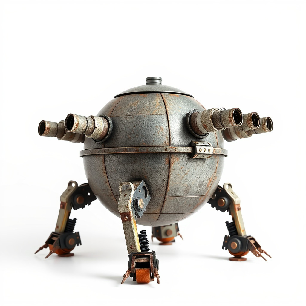 Steampunk Robot Walker model pack with retro design Low-poly 3D model_3