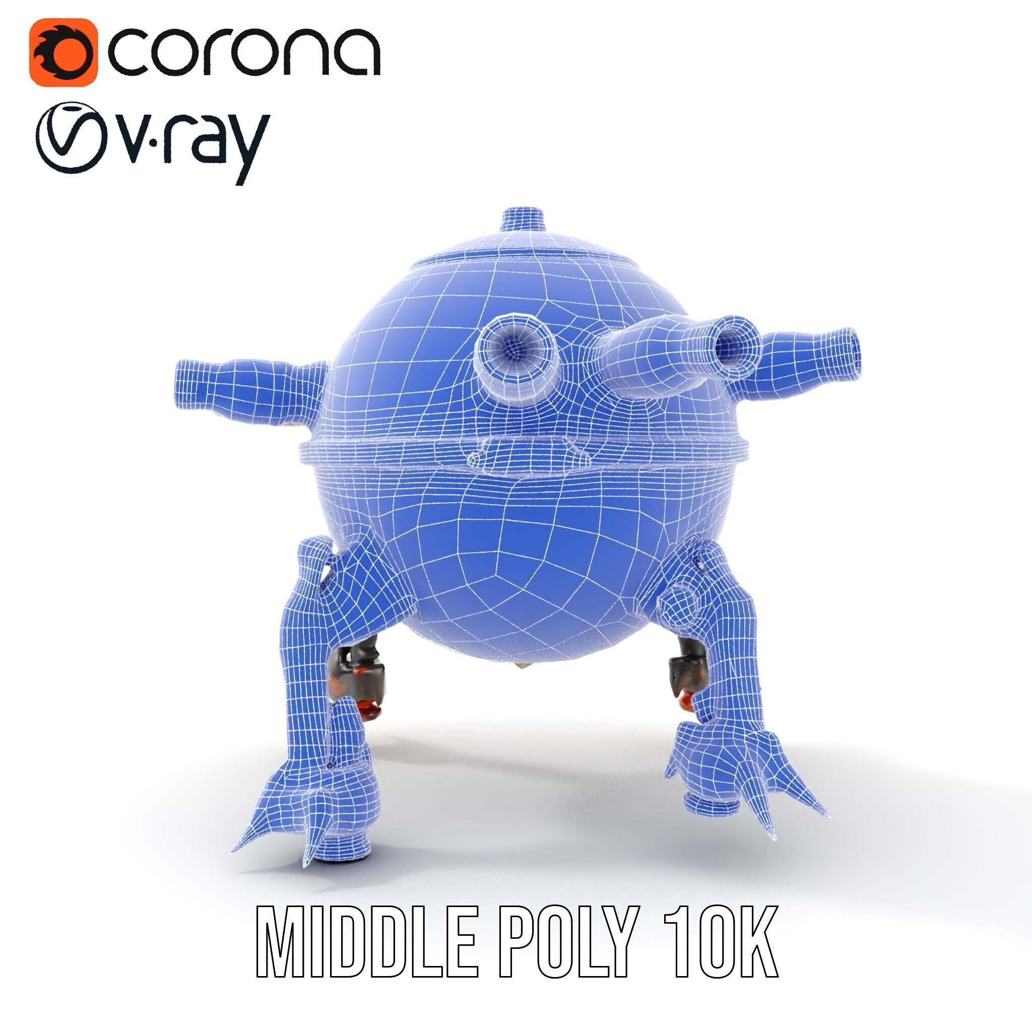 Steampunk Robot Walker model pack with retro design Low-poly 3D model_20