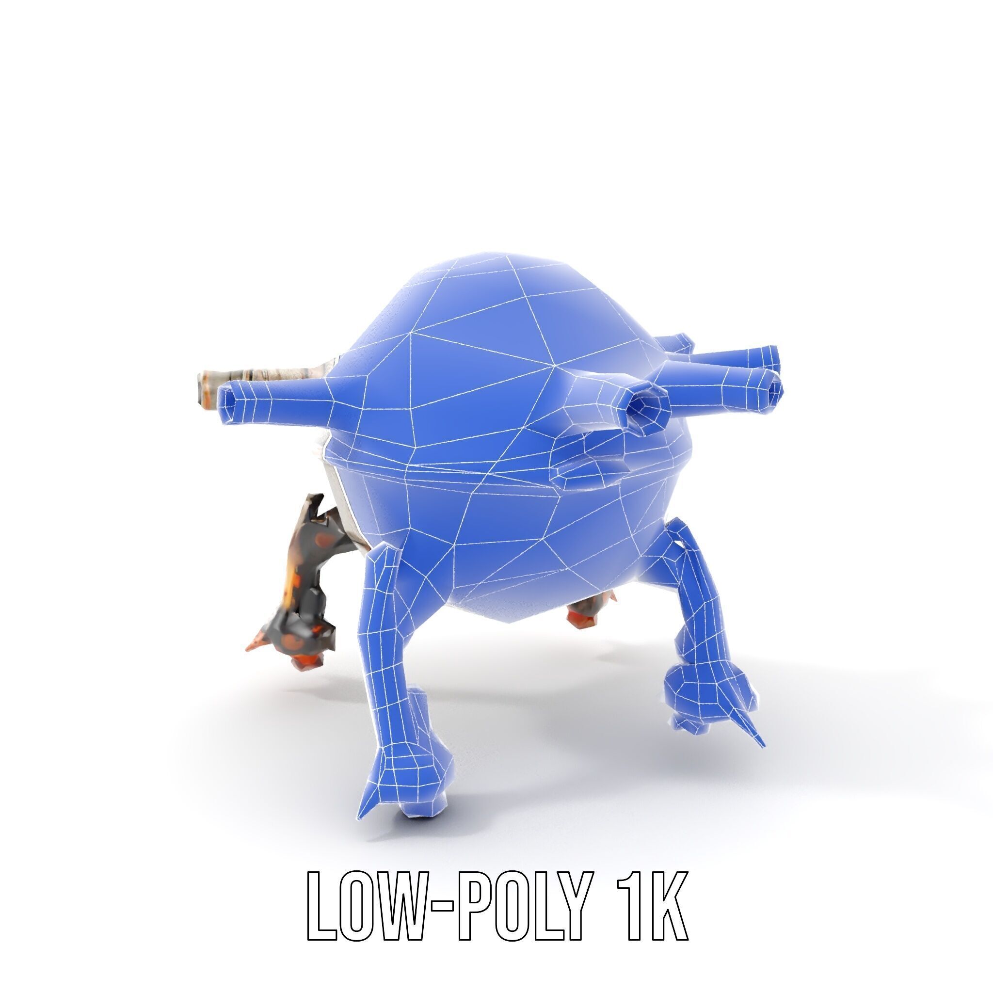 Steampunk Robot Walker model pack with retro design Low-poly 3D model_19