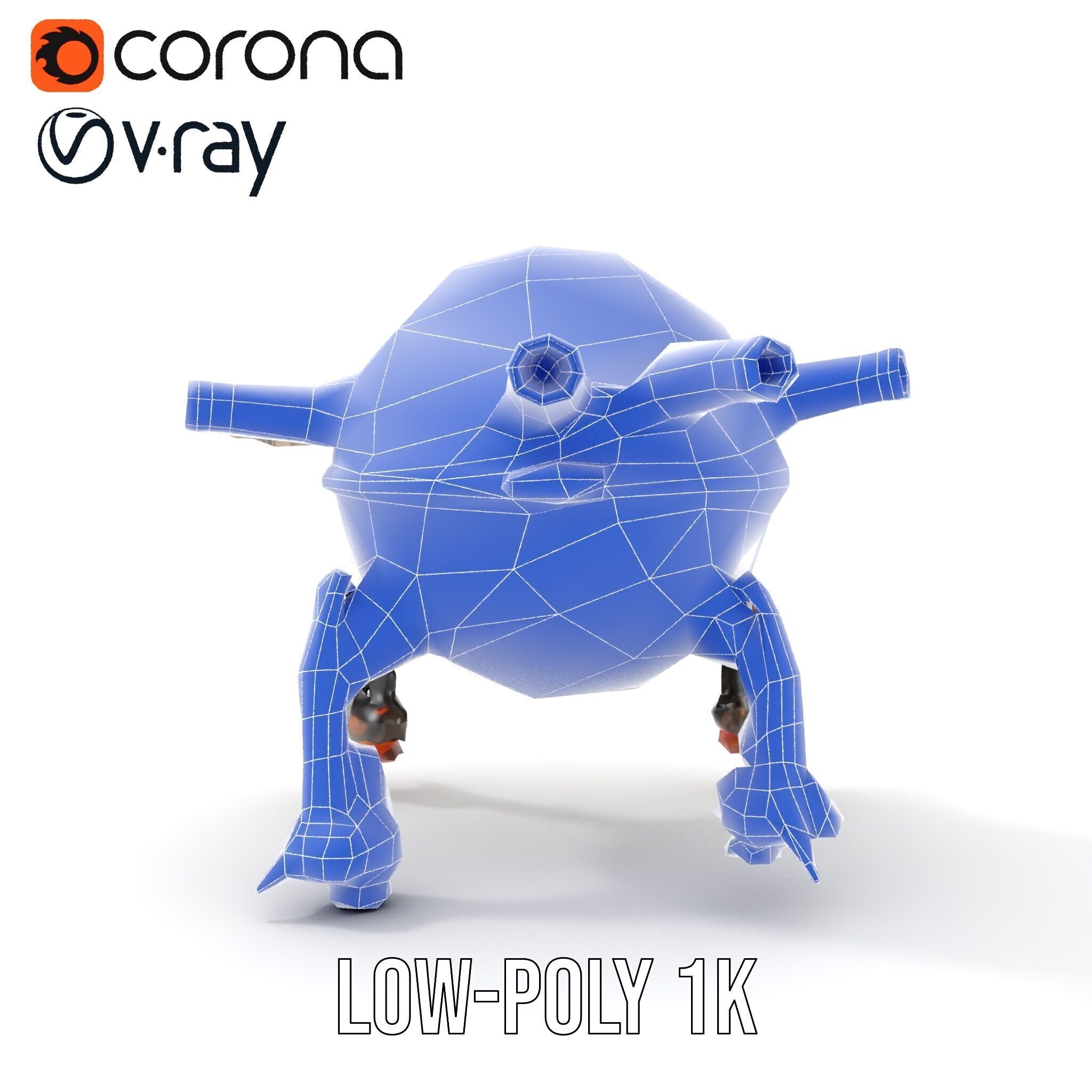 Steampunk Robot Walker model pack with retro design Low-poly 3D model_24