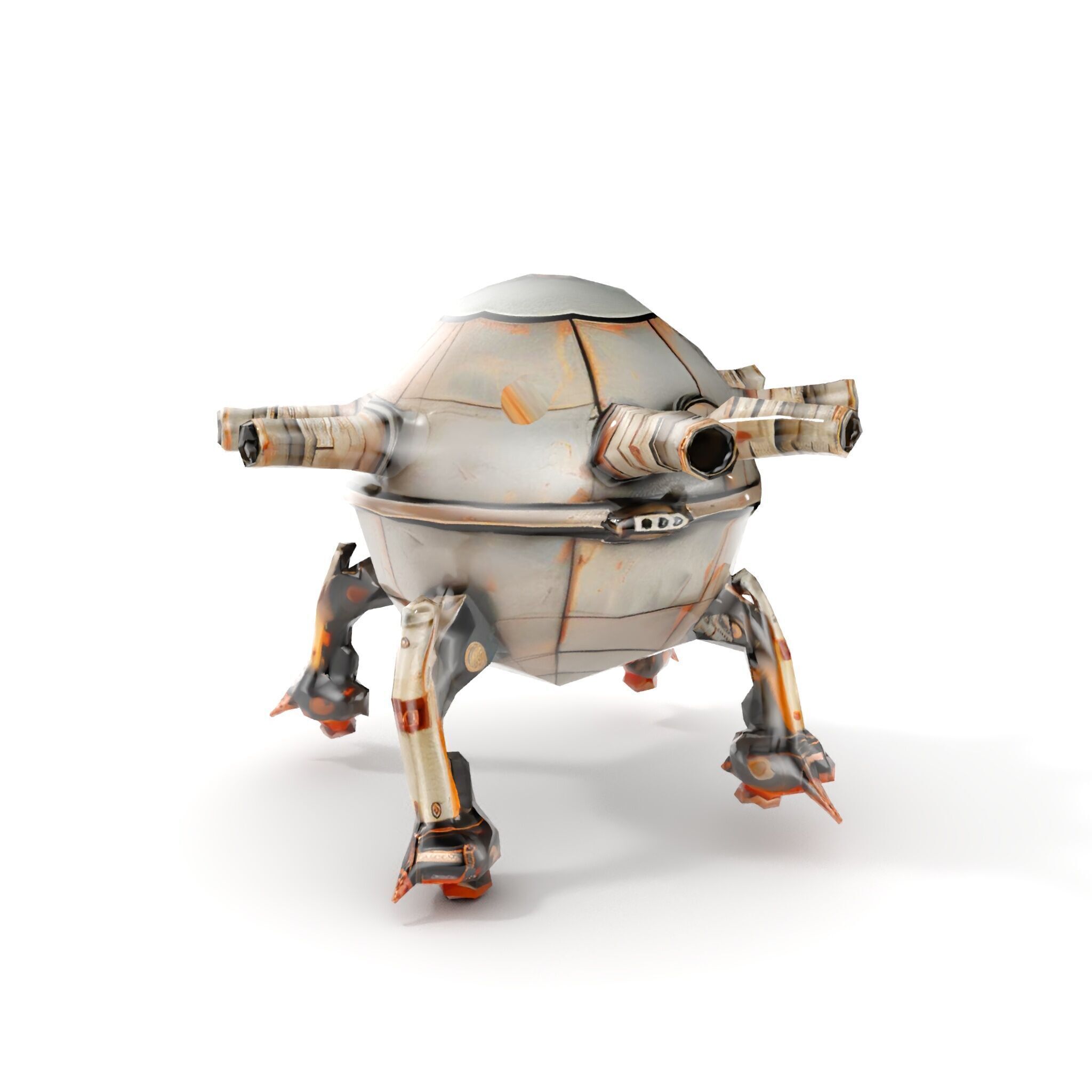 Steampunk Robot Walker model pack with retro design Low-poly 3D model_8