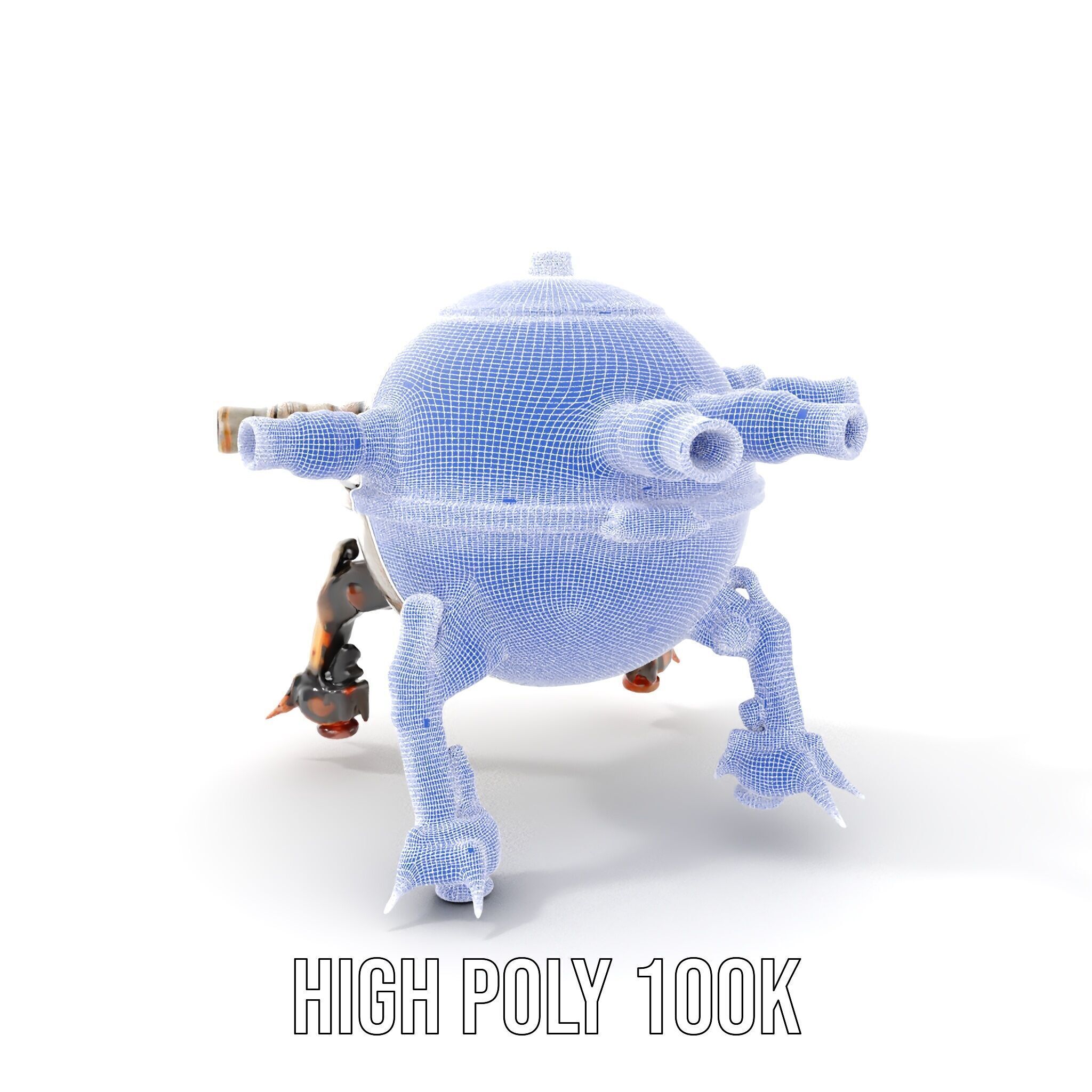 Steampunk Robot Walker model pack with retro design Low-poly 3D model_5