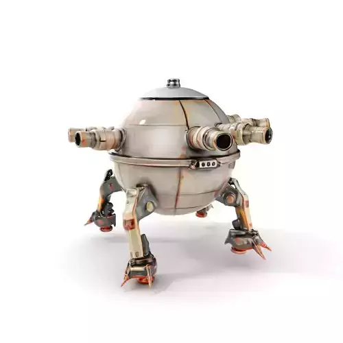 Steampunk Robot Walker model pack with retro design Low-poly 3D model
