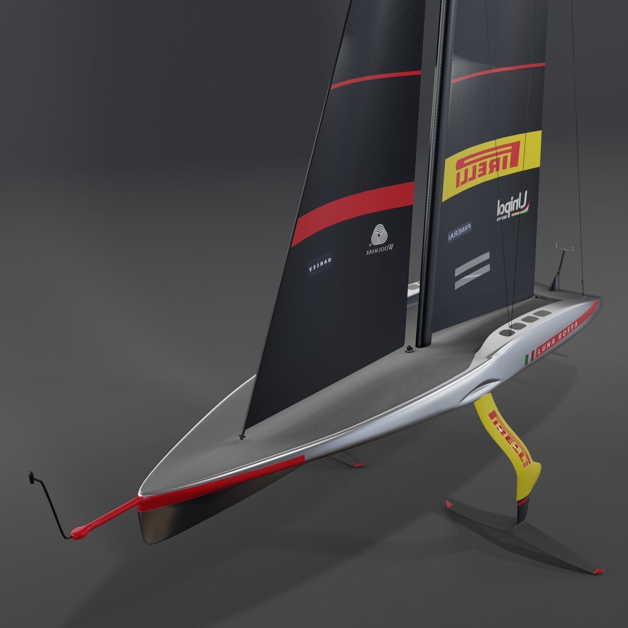 AC75 America Cup race yacht 3D model hydrofoil IMOCA 3D model_1