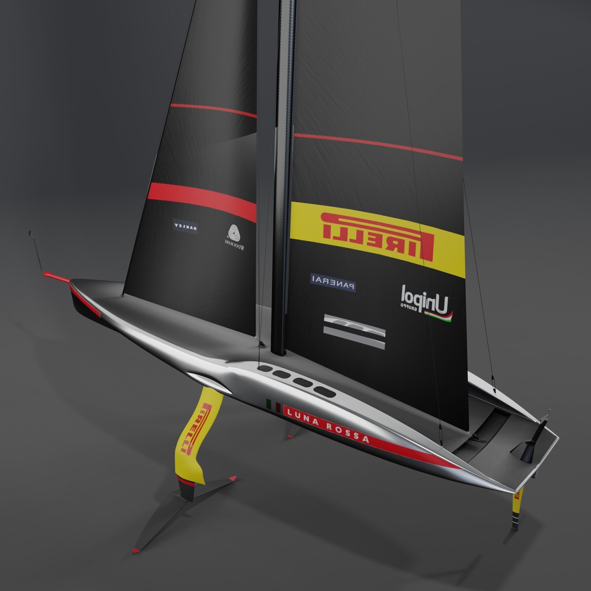 AC75 America Cup race yacht 3D model hydrofoil IMOCA 3D model_2