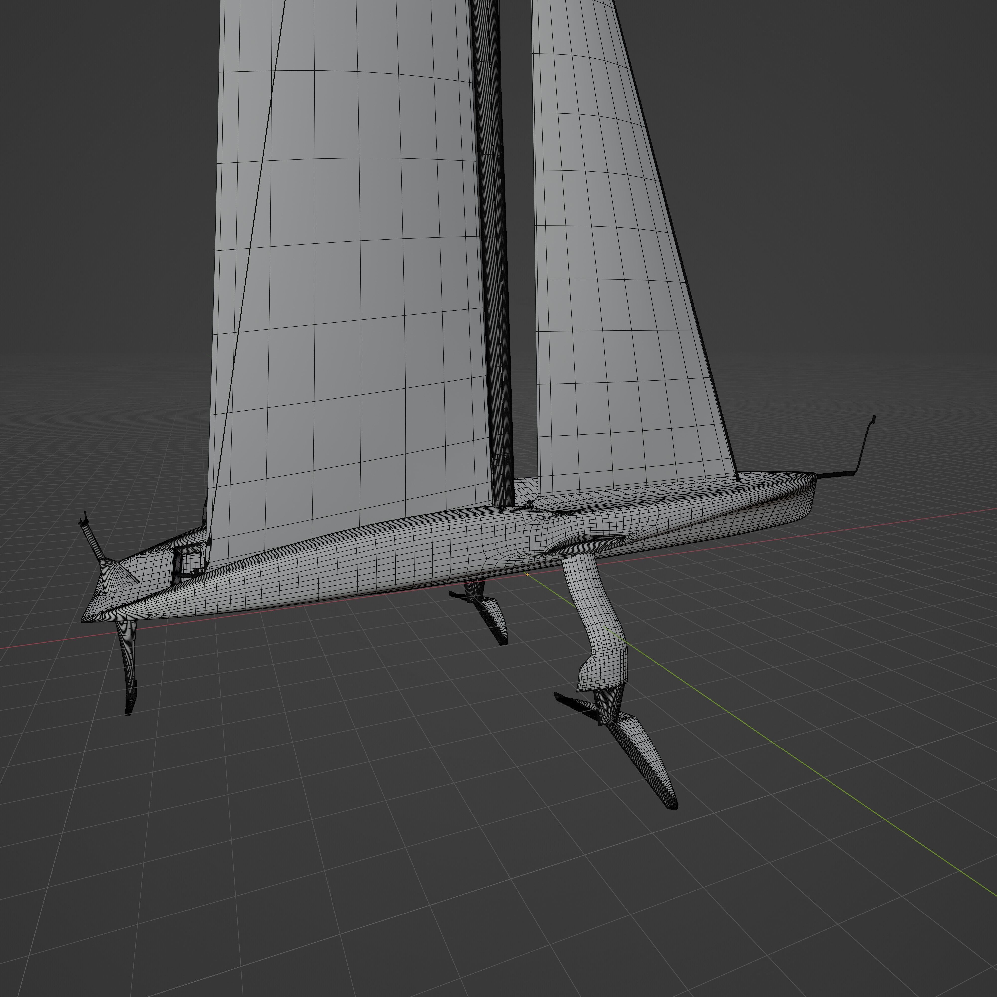 AC75 America Cup race yacht 3D model hydrofoil IMOCA 3D model_4